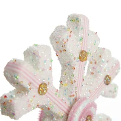 White Glitter Snowflake with Pink Frosting and Sprinkles Clearance