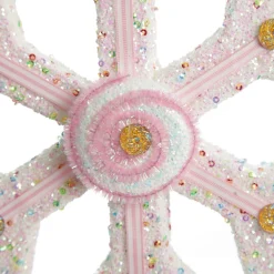 White Glitter Snowflake with Pink Frosting and Sprinkles Clearance