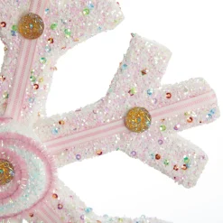 White Glitter Snowflake with Pink Frosting and Sprinkles Clearance