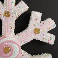White Glitter Snowflake with Pink Frosting and Sprinkles Clearance