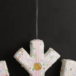 White Glitter Snowflake with Pink Frosting and Sprinkles Clearance