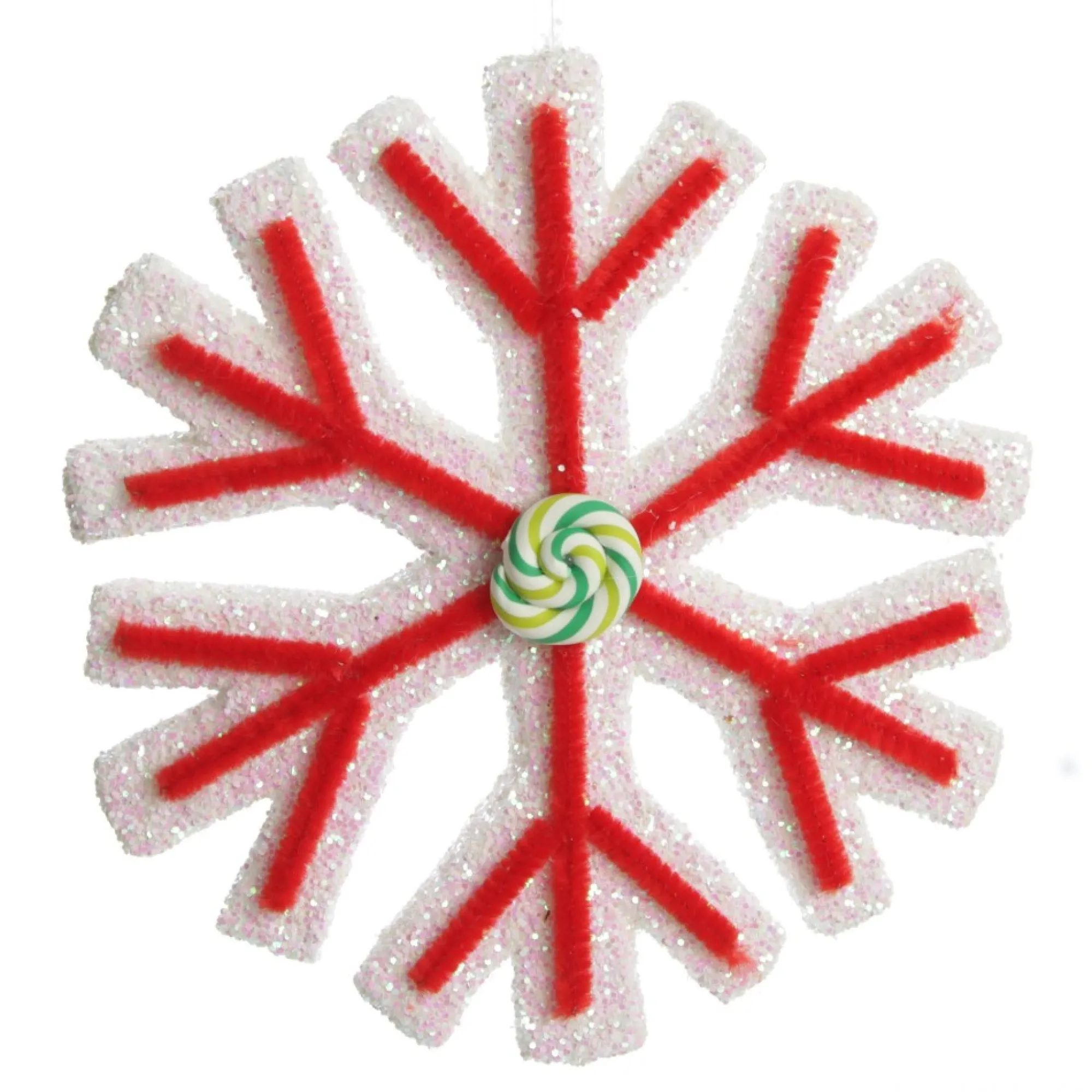 White Glitter Snowflake with Red Icing Flash Sale