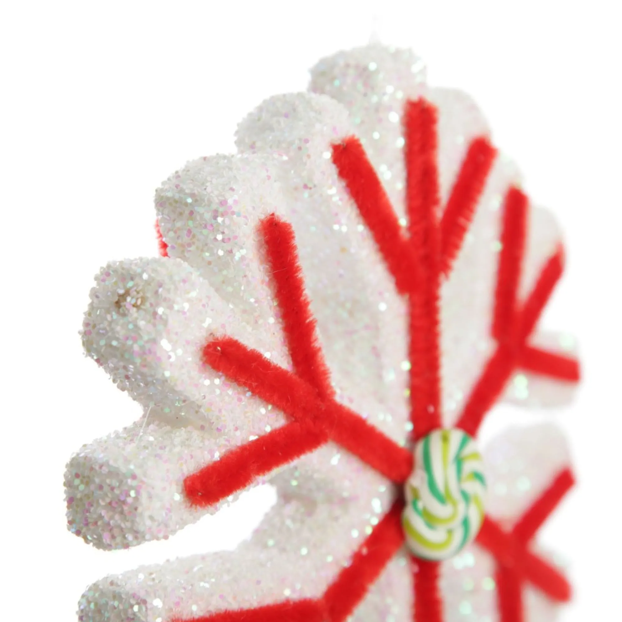 White Glitter Snowflake with Red Icing Flash Sale