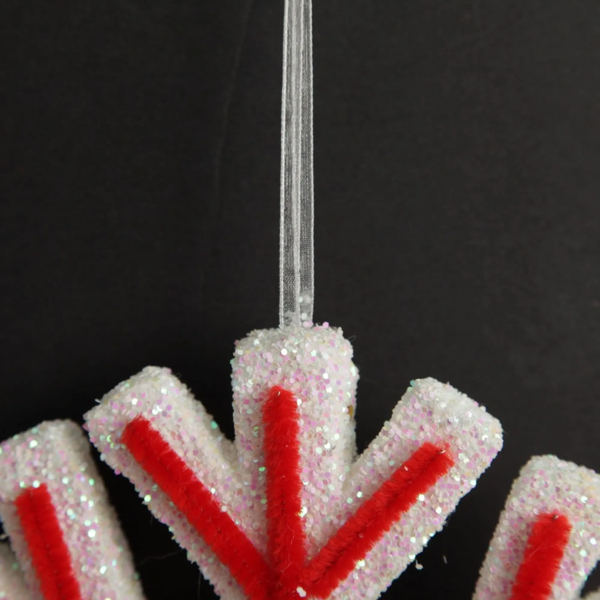 White Glitter Snowflake with Red Icing Flash Sale