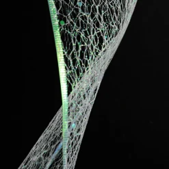 White Iridescent Spider Mesh Wired Christmas Ribbon Garland Flash Sale