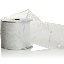 White Iridescent Spider Mesh Wired Christmas Ribbon Garland Flash Sale