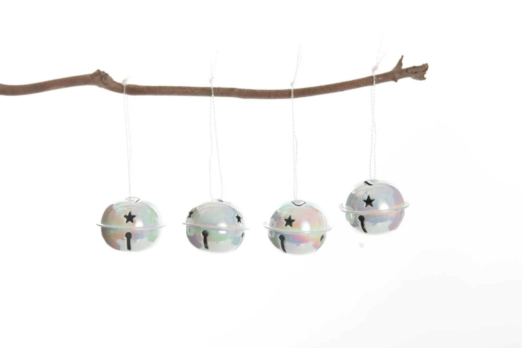 White Irridescent 4cm Jingle Bell Decorations - Bag of 4 Store