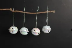 White Irridescent 4cm Jingle Bell Decorations - Bag of 4 Store