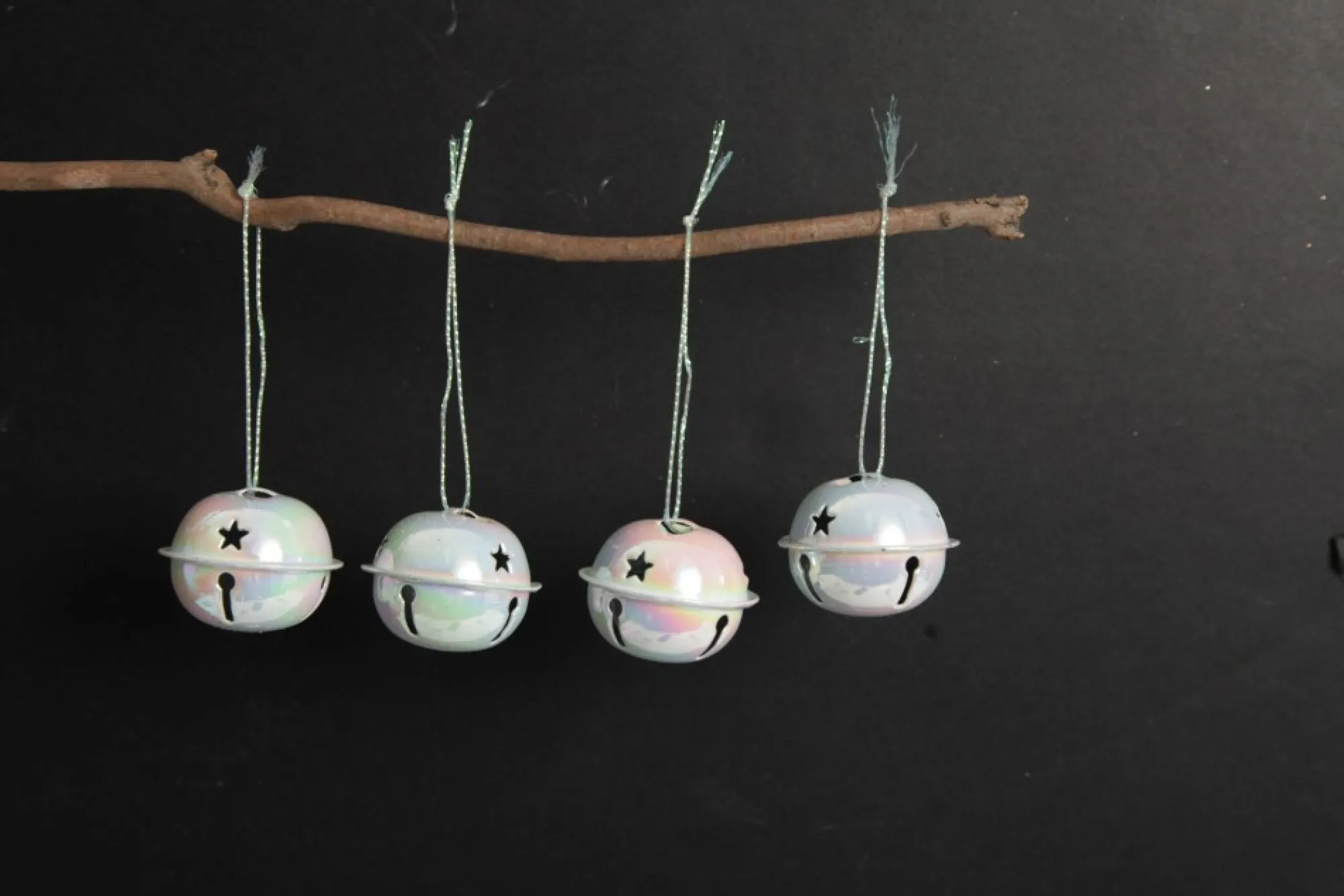 White Irridescent 4cm Jingle Bell Decorations - Bag of 4 Store