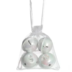 White Irridescent 4cm Jingle Bell Decorations - Bag of 4 Store