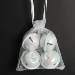 White Irridescent 4cm Jingle Bell Decorations - Bag of 4 Store