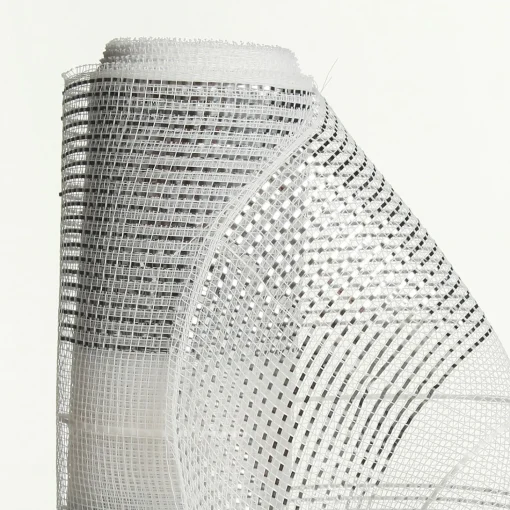 White Metallic Stripe Decomesh Roll Hot