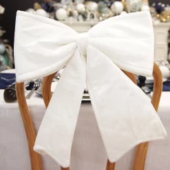 White Padded Velvet Bow New