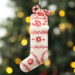 White Patterned Stocking Christmas Decoration Best Sale