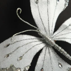 White Satin and Silver Sequin Butterfly Clip Sale