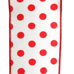 White Satin Christmas Ribbon Garland with Red Dots Shop