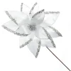 White Satin Flower Stem with Silver Sequin Tips Cheap