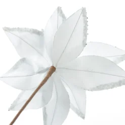 White Satin Flower Stem with Silver Sequin Tips Cheap