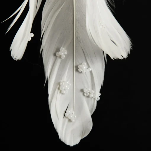 White Sequin Bird with Clip New