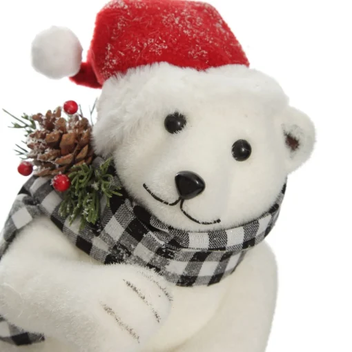 White Standing Polar Bear with Santa Hat Hot