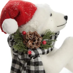 White Standing Polar Bear with Santa Hat Hot