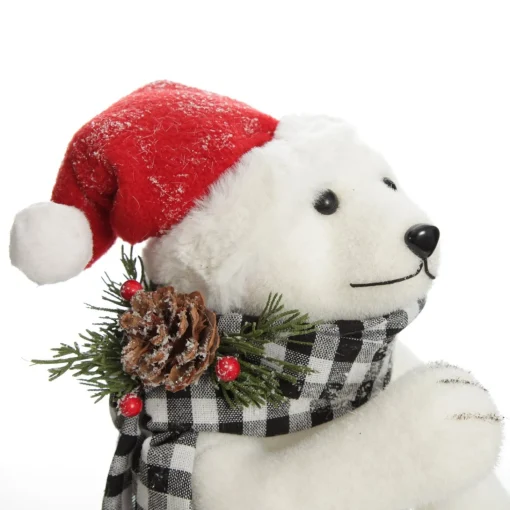 White Standing Polar Bear with Santa Hat Hot