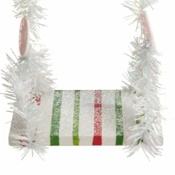 White Tinsel Lolly Christmas Swing Ornament - Single Seat Best
