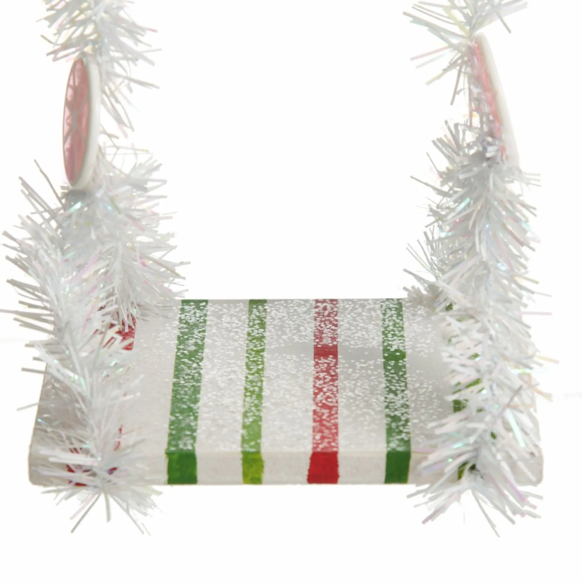 White Tinsel Lolly Christmas Swing Ornament - Single Seat Best