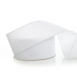 White Velvet Wired Christmas RIbbon - 6.5cm Fashion