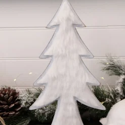 White Washed Wood Tree with White Fur Outlet