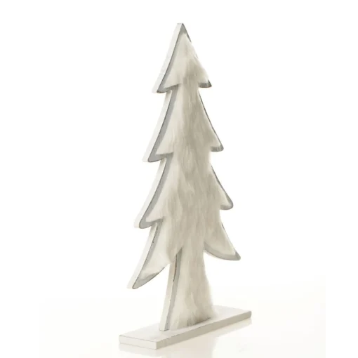 White Washed Wood Tree with White Fur Outlet