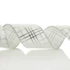 White with Silver Cross Pattern Wired Christmas Ribbon Clearance