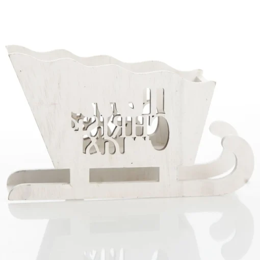 White Wooden Sleigh with Merry Christmas Store