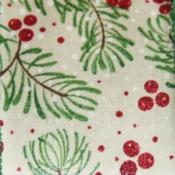 Wide White with Green Fir and Red Berry Ribbon - 6.5cm Sale