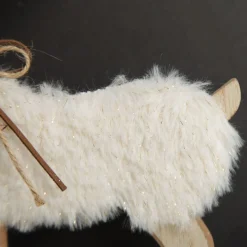 Wood Reindeer with Fur Christmas Ornament and Neck Tie Store