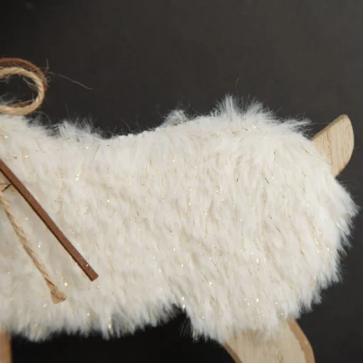 Wood Reindeer with Fur Christmas Ornament and Neck Tie Store