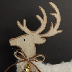 Wood Reindeer with Fur Christmas Ornament and Neck Tie Store