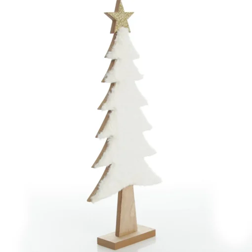 Wooden Christmas Tree with Fur and Star Ornament Sale