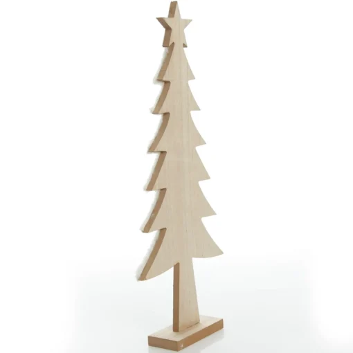 Wooden Christmas Tree with Fur and Star Ornament Sale