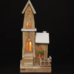 Wooden Light up House with Winter Snow Hot