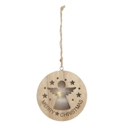 Wooden Lightup Angel Cut out Tree Decoration Discount