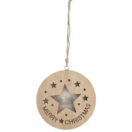 Wooden Lightup Star Cut out Tree Decoration Fashion