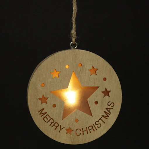 Wooden Lightup Star Cut out Tree Decoration Fashion