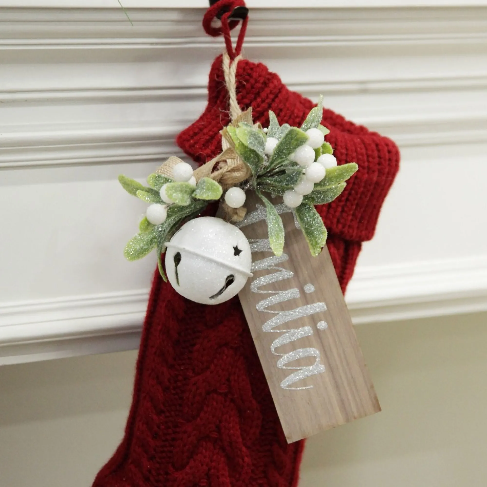 Wooden Stocking or Santa Sack Name Tag Cheap
